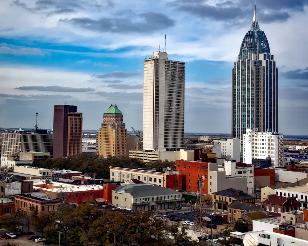 Historic downtown Mobile, Alabama streetscape